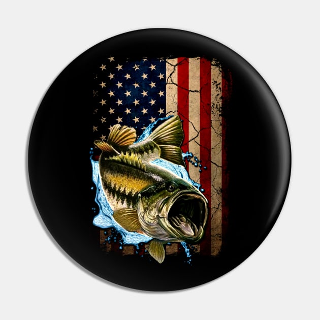 American Flag Bass Fishing Gifts For Fisherman Fish Fishing