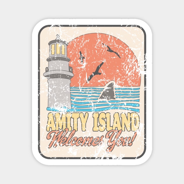 Jaws — Retro Amity Scene (weathered) Magnet by GraphicGibbon