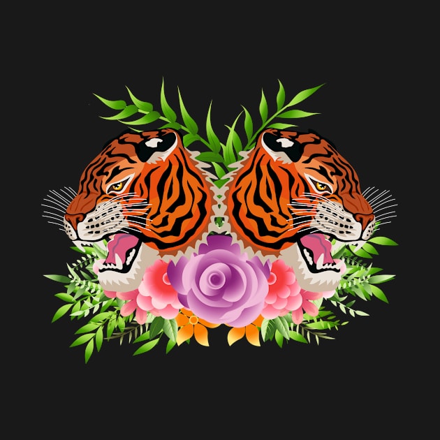 Floral Tiger Art by Foxxy Merch