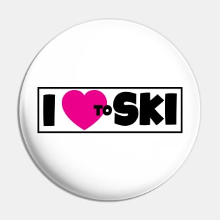 I LOVE TO SKI SKIING MOUNTAINS SKIER HEART Pin