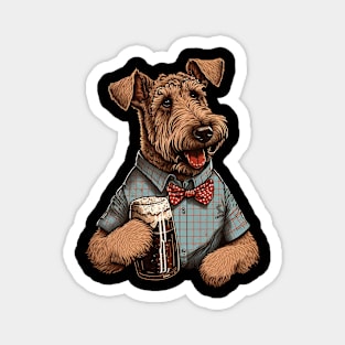 Terrier Holding A Beer Magnet