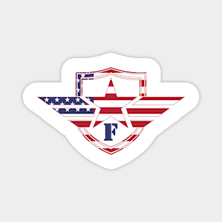 Letter F American Flag Monogram Initial Magnet