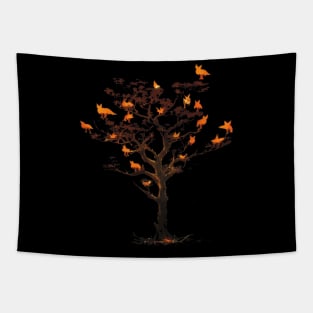 Cute Foxes Tree Tapestry