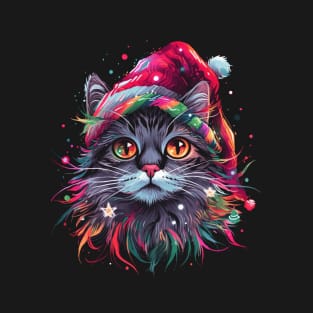 Cute Colorful Cat Christmas for Women's Girls Men Boys Kids T-Shirt