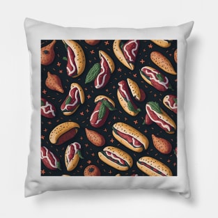 Hotdog pattern, fast-food pattern Pillow