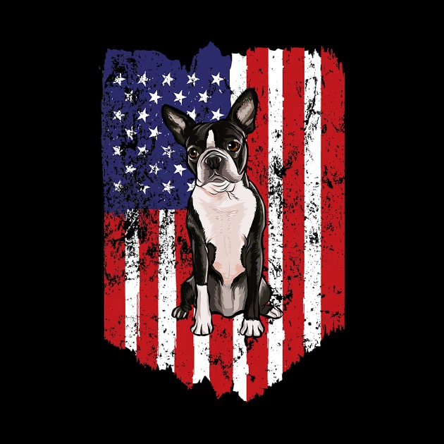 American Flag Boston Terrier 4Th Of July Usa by eldridgejacqueline