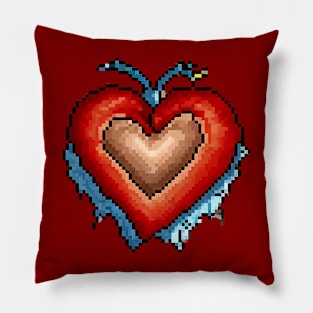 A red heart that was encircled by ice around it Pillow