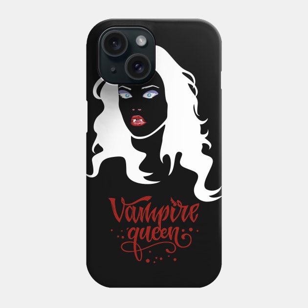 Female Vampire, Vampire Girl, Vampire Lady, Vampire Bite, Vampire Queen, Vampire Princess, White Version 2/2 Phone Case by Modern Art