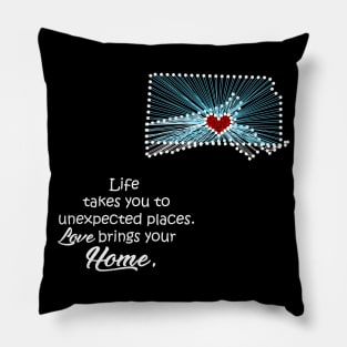 Life takes you to Massachusetts. Love brings your home Kansas Pillow