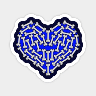 Blue Heart made of Bones Magnet