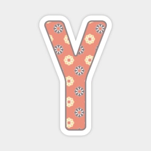 MONOGRAM LETTER Y PINK FLORAL TYPOGRAPHY DESIGN Magnet