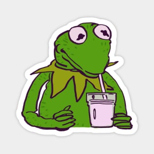 kermit the frog drinks a glass of milk / the muppets meme Magnet