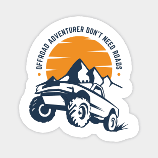 White Navy Orange Modern Illustrative Offroad Adventure T-Shirt Magnet