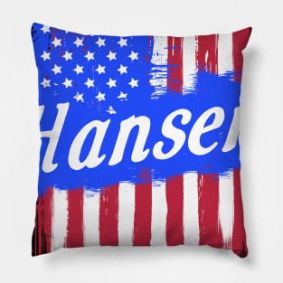 American Flag Hansen Family Gift For Men Women, Surname Last Name Pillow