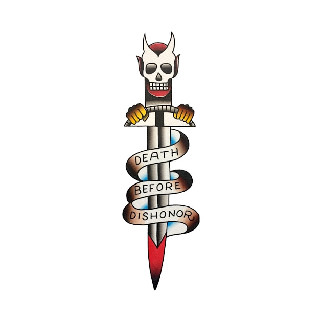 Death Before Dishonor Driver Dagger Tattoo Design by forevertruetattoo