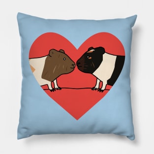 Two Guinea Pig Faces in Red Heart Pillow