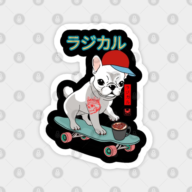 French Bulldog Freestyle: Café Cruisin' on Wheels Magnet by Donald Agunikyle Merch