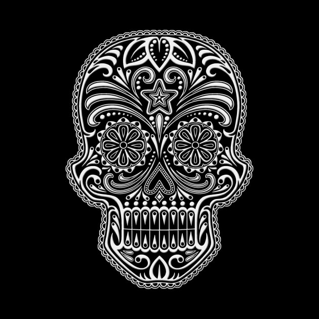 Intricate White and Black Sugar Skull by jeffbartels