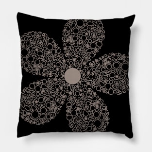 Flower in Modern Paisley Outline Design Pillow