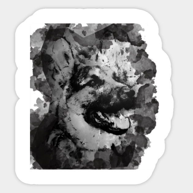 German Shepard Dog Old Japanese Ink Painting Portrait German