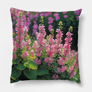 Closeup of Lovely Pink Alpine Flowers Pillow