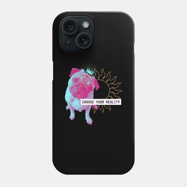 Pug Reality Dog Vaporwave Party Techno Glitch Fun Phone Case by Maggini Art