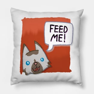 Feed Me! [Chocolate Point Cat With A Red Background] Pillow