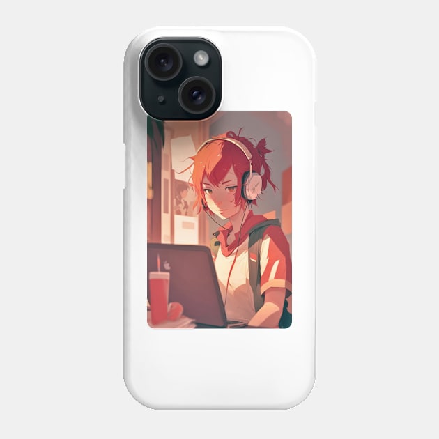 Redhead Anime Programming Girl V 1.03 Phone Case by SMCLN