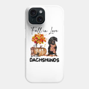 Fall In Love With Dachshunds Dog Fall Pumpkin Thanksgiving Phone Case