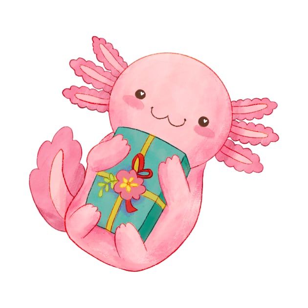 Axolotl Giving Gift by sketchcadet