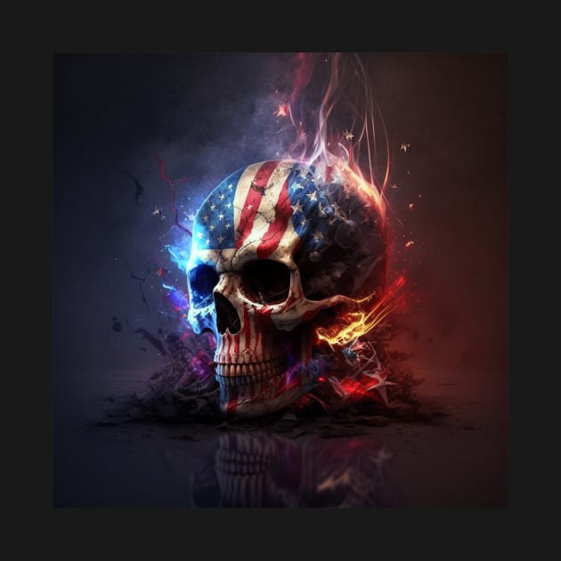 American Flag and Skull Art by Jades-Corner