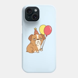 Grumpy Bulldog With Balloons Funny Phone Case