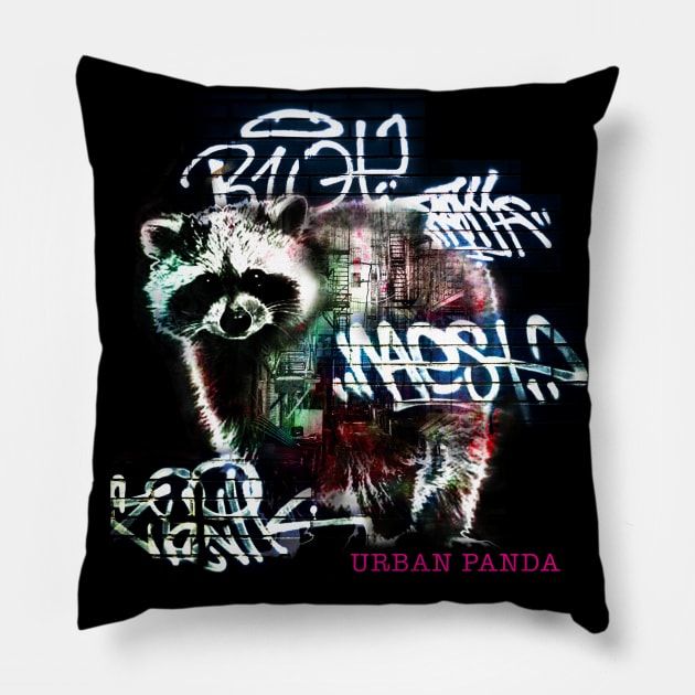 Urban Panda Street Pillow by CR8ART