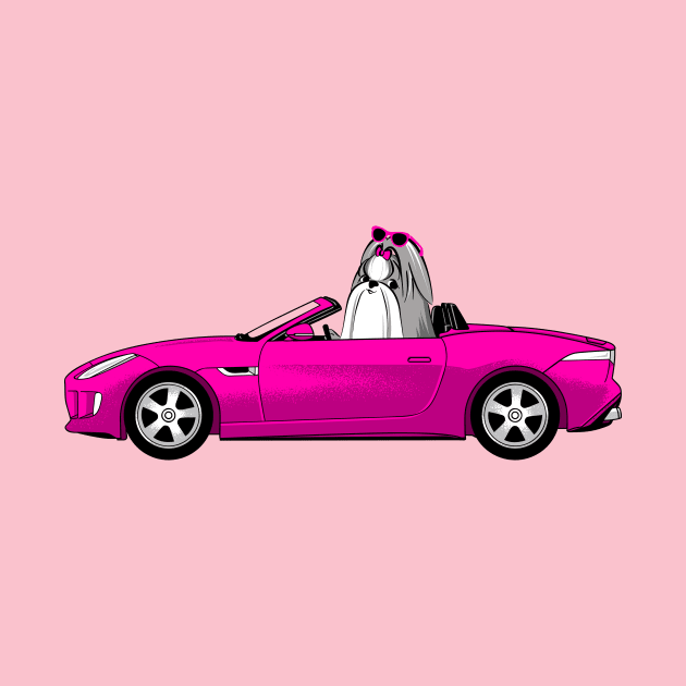 Dog and Car SHIHTZU by flyingmouse365