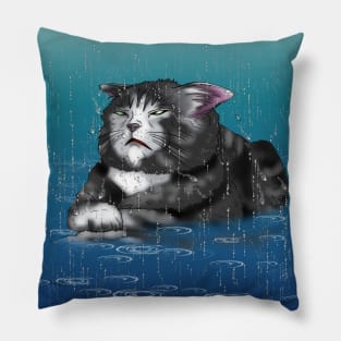 rainy day wet cat Pillow