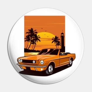 Classic car and beach sunset Pin