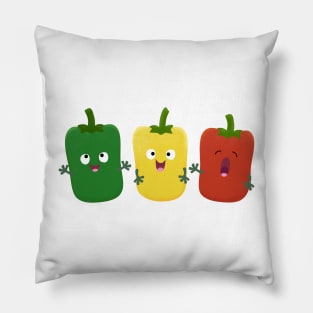 Cute bell pepper capsicum trio singing cartoon Pillow