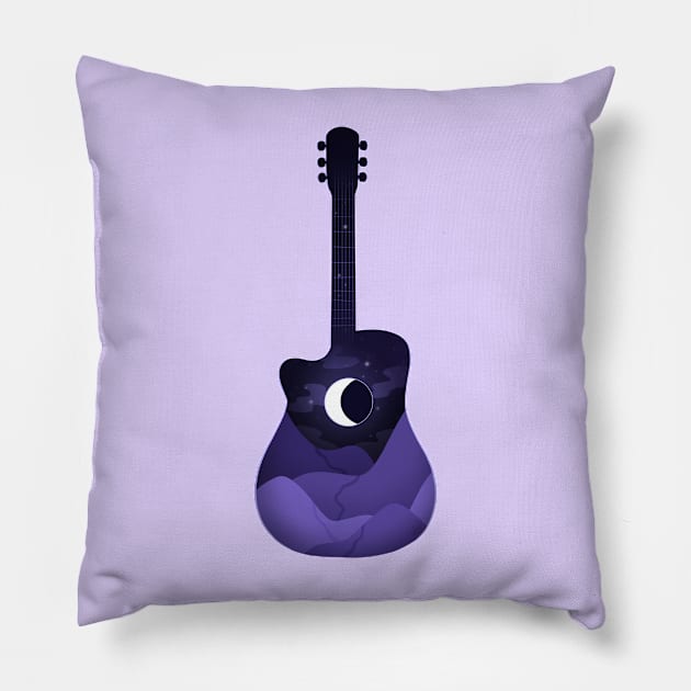 Moon Guitar Pillow by heysoleilart