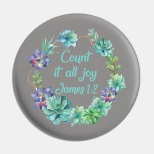 Count it all joy James 1:2 bible quote Jesus God worship witness Christian design Pin