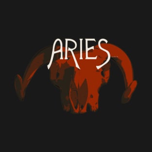 Red Ram Skull for Aries Astrological Zodiac Sign T-Shirt