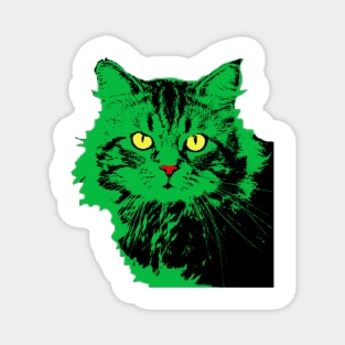 CAT POP ART  GREEN Magnet