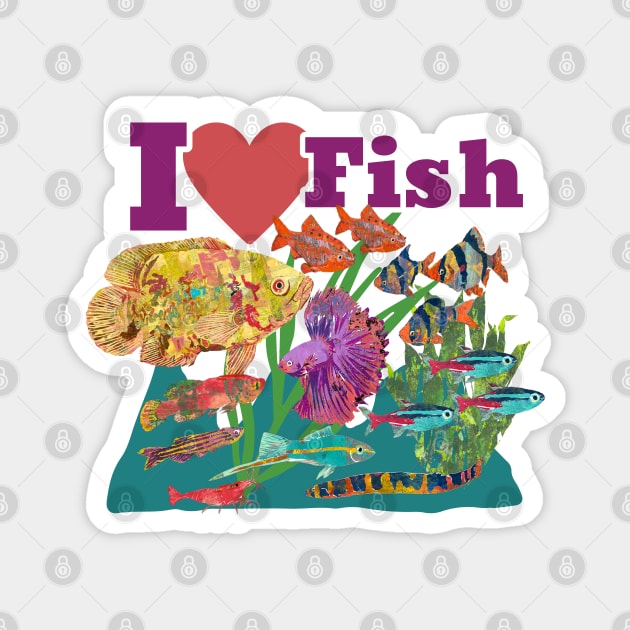 I Heart Tropical Fish Magnet by Gina's Pet Store