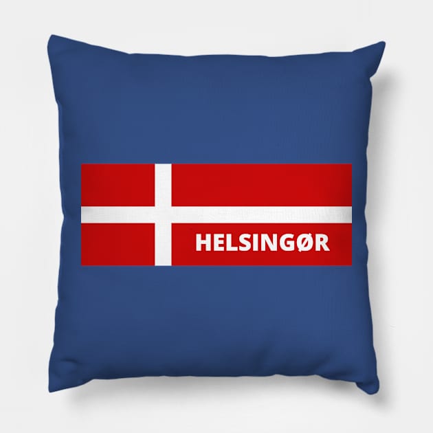 Helsingør City in Danish Flag Pillow by aybe7elf