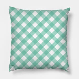 Mint Green and White Check Gingham Plaid Pillow