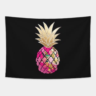 Aloha pineapples, Hot Pink+Faux Gold Tapestry