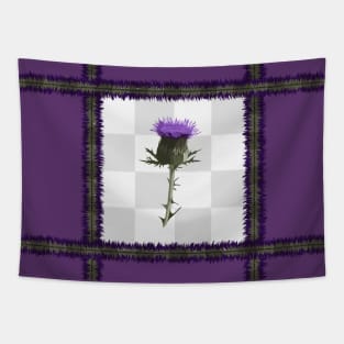 Tartan Thistle on a Chequered Background Tapestry