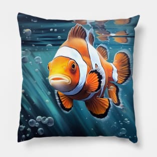 Oil paint Hyperrealism: Amazing Zoo Clownfish Pillow