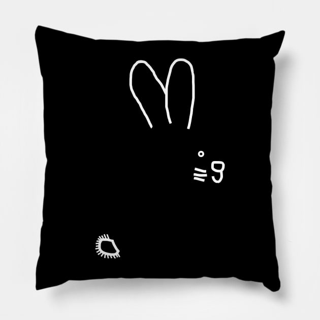 White Line Animals Mystery Bunny Pillow by ellenhenryart