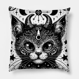Devilish Cat Tarot Card Pillow