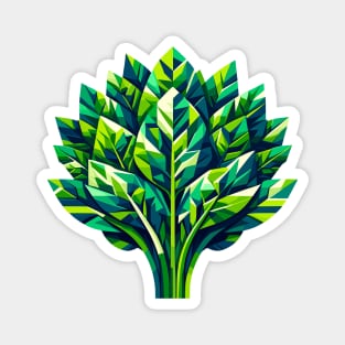 Geometric Spinach Splendor: Green Leaf Design Magnet